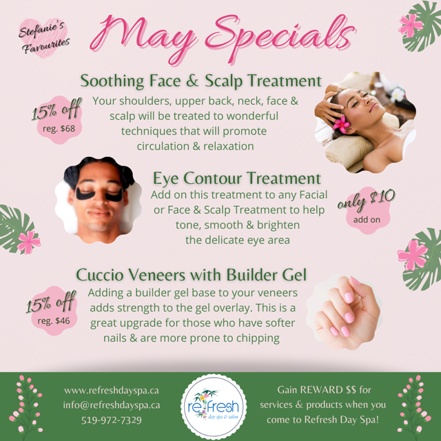 May Specials Stefanie S Favourites Refresh Day Spa